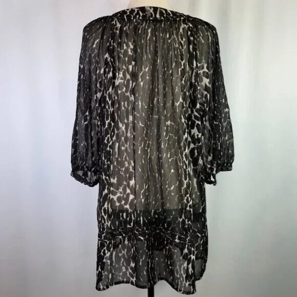 Worthington Embellished Sheer Tunic Dress Blouse Leopard Print V Neck Size 2X - Picture 4 of 10